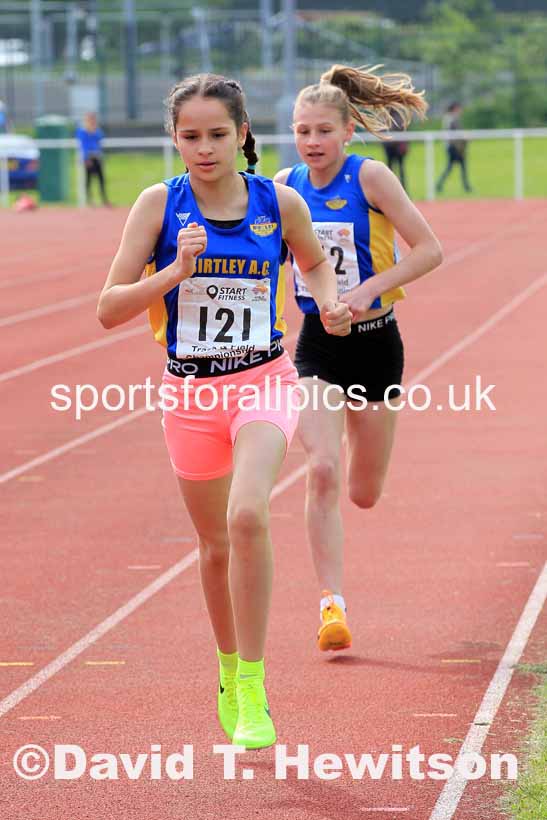 Girls Under-13s 1500 metres, 2023 North Eastern Track and Field Champs., Middlesbrough Sports Village, Middlesbrough. Photo: David T. Hewitson/Sports for All Pics